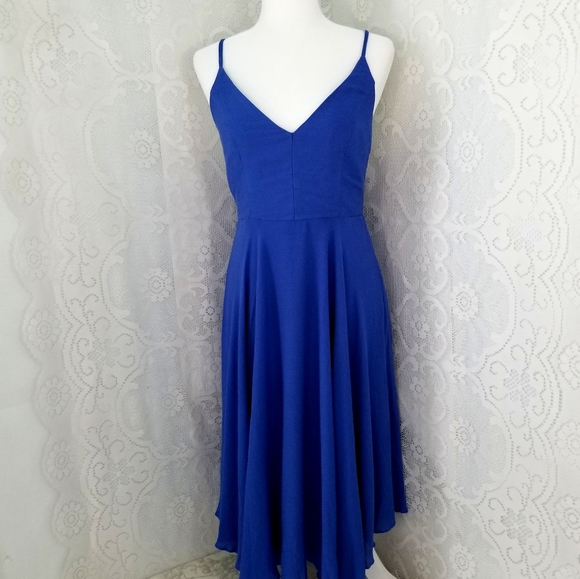 Lulus Dresses & Skirts - Lulus Troulos Royal Blue Lace up Midi Dress